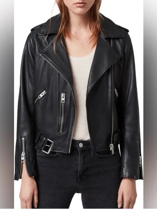 All Saints Jackets & Blazers - AllSaints Balfern Leather Jacket Black Moto Biker XXS US 0